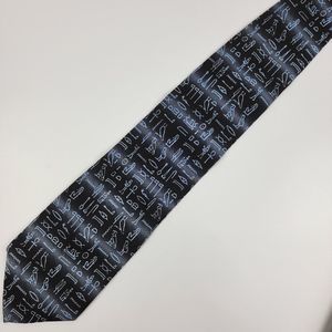 GD Grateful Dead Hieroglyphics 100% Silk Tie Kings Chamber Black Gray 57x4 EUC